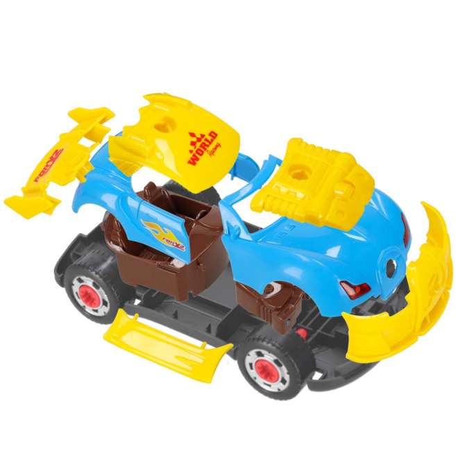 Automobilis su garsais ir šviesomis, surenkamas atsuktuvu