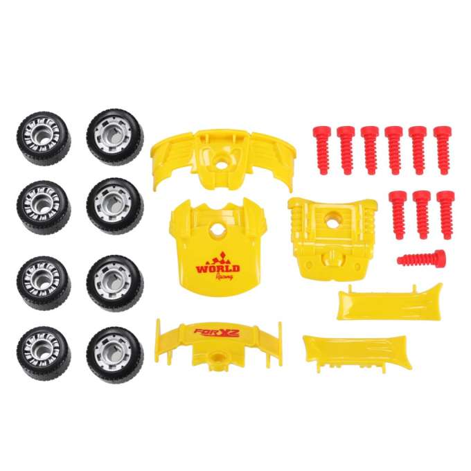 Automobilis su garsais ir šviesomis, surenkamas atsuktuvu