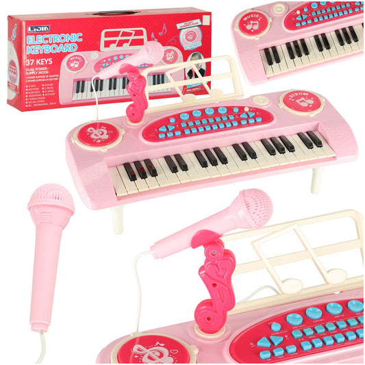 Pianinas su mikrofonu rožinis