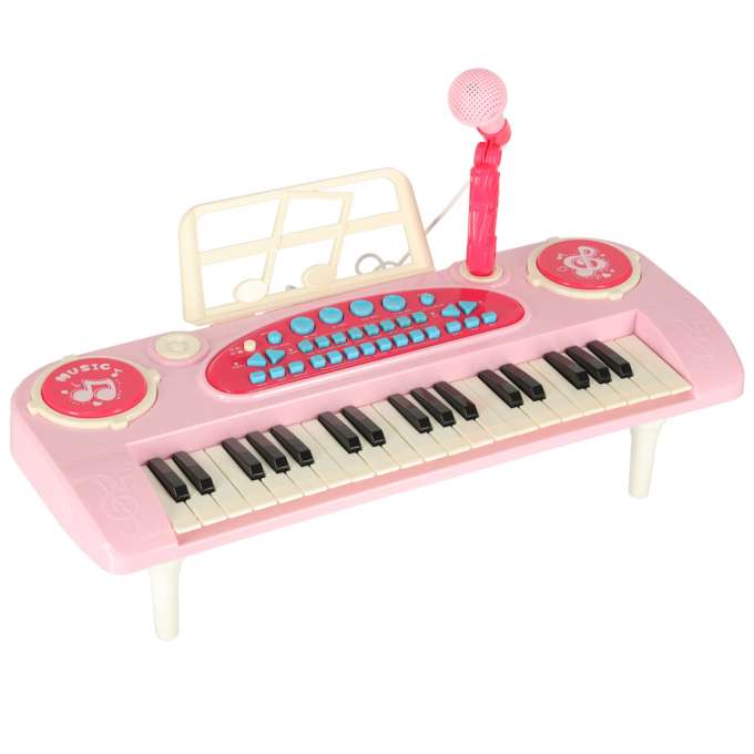 Pianinas su mikrofonu rožinis