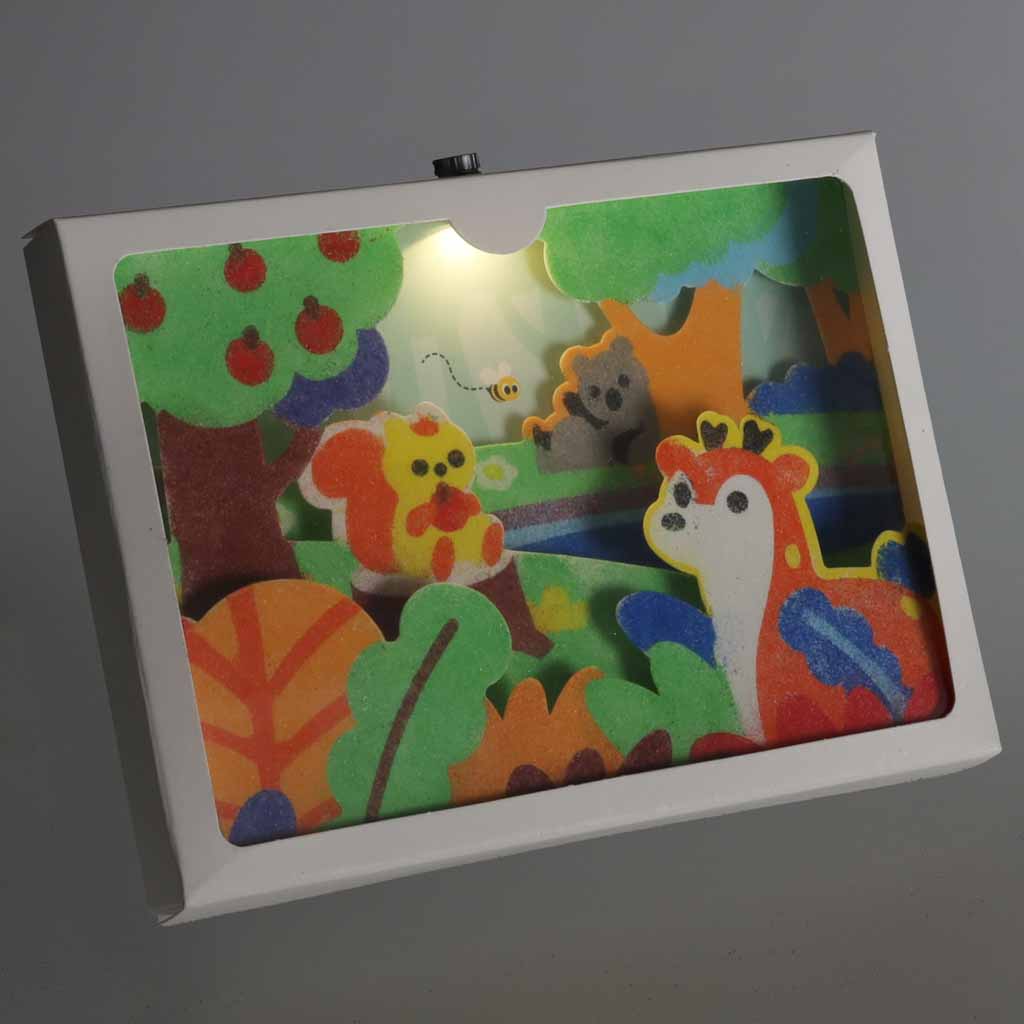3D smėlio meno rinkinys vaikams su LED apšvietimu – miško gyvūnai