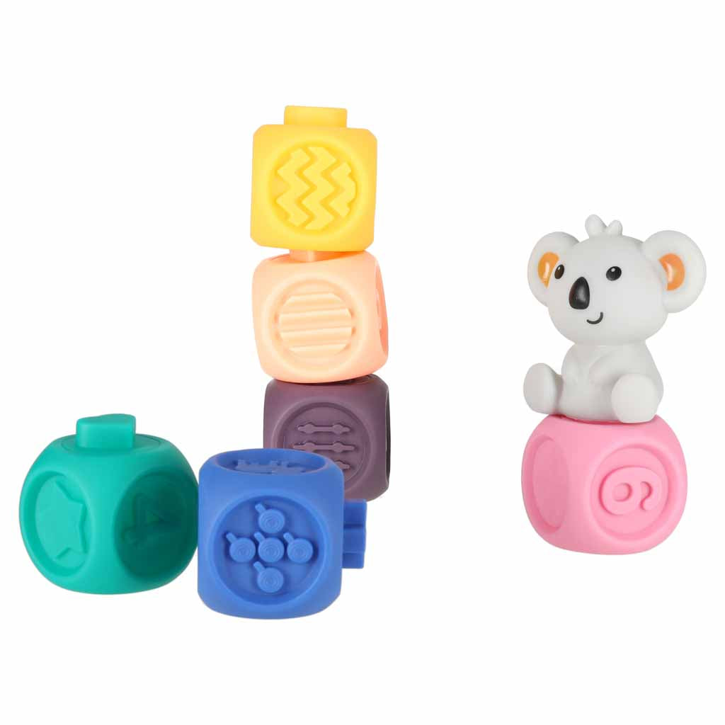 Minkšta sensorinė piramidė su kaladėlėmis ir koala
